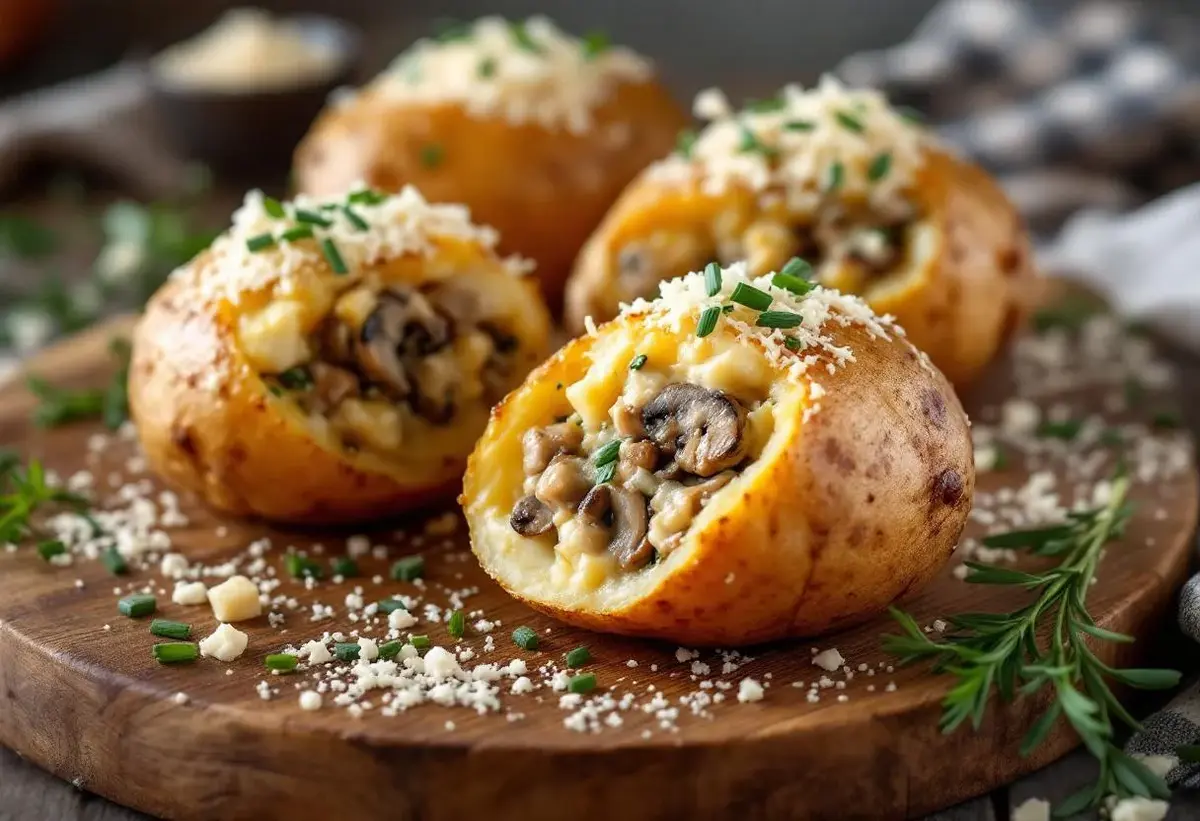 Cœur fondant, croûte gratinée : ces pommes de terre farcies aux champignons, herbes et crème rendent l’hiver encore plus succulent en 15 minutes