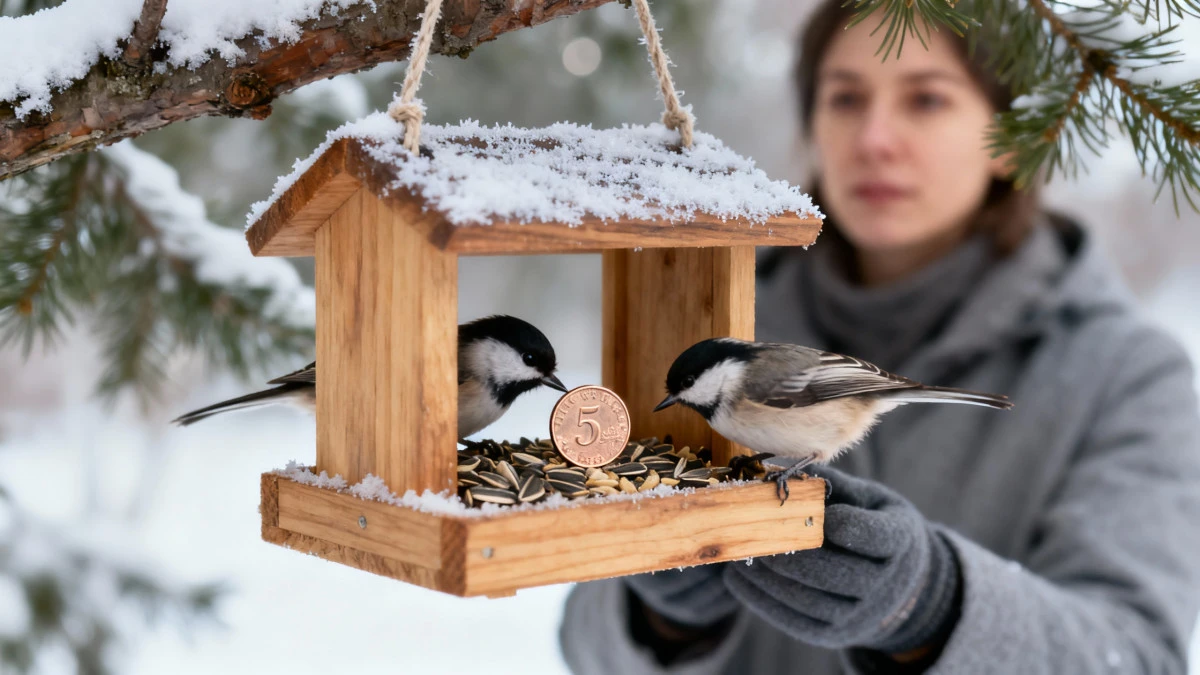 L’astuce ignorée avec 5 centimes qui attire les mésanges même en hiver