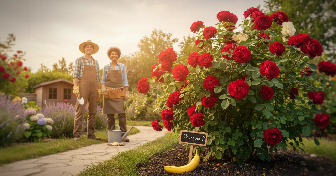 Pourquoi des jardiniers cachent une banane au pied de leurs rosiers