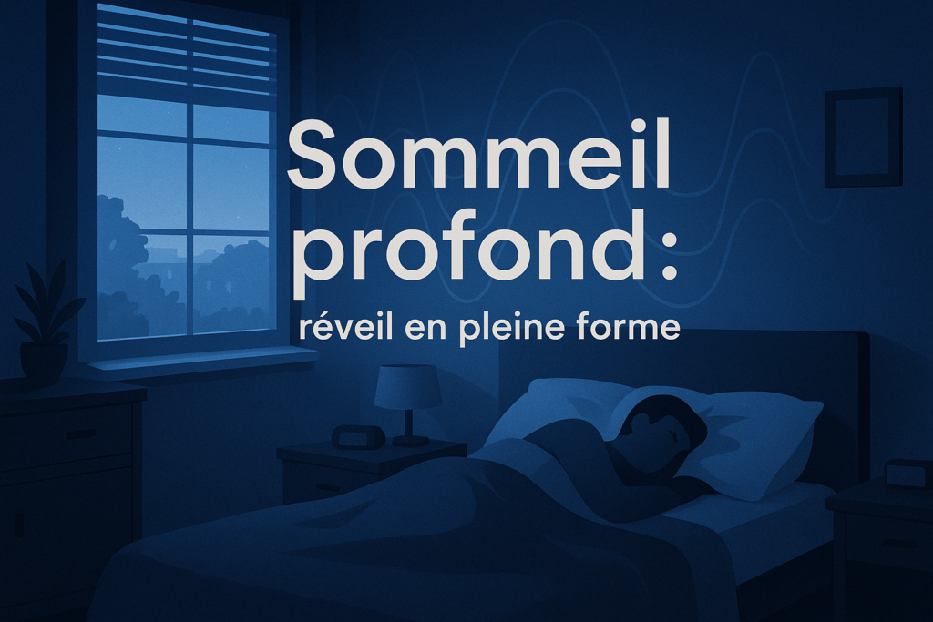 Illustration d une chambre sombre illustrant le Sommeil Profond et un reveil en pleine forme