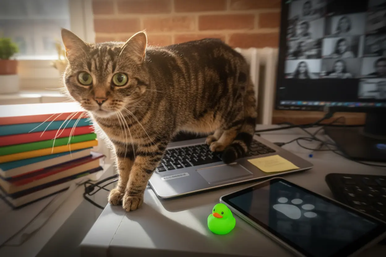 Votre chat squatte vos visioconférences ? Ce que son comportement révèle vraiment