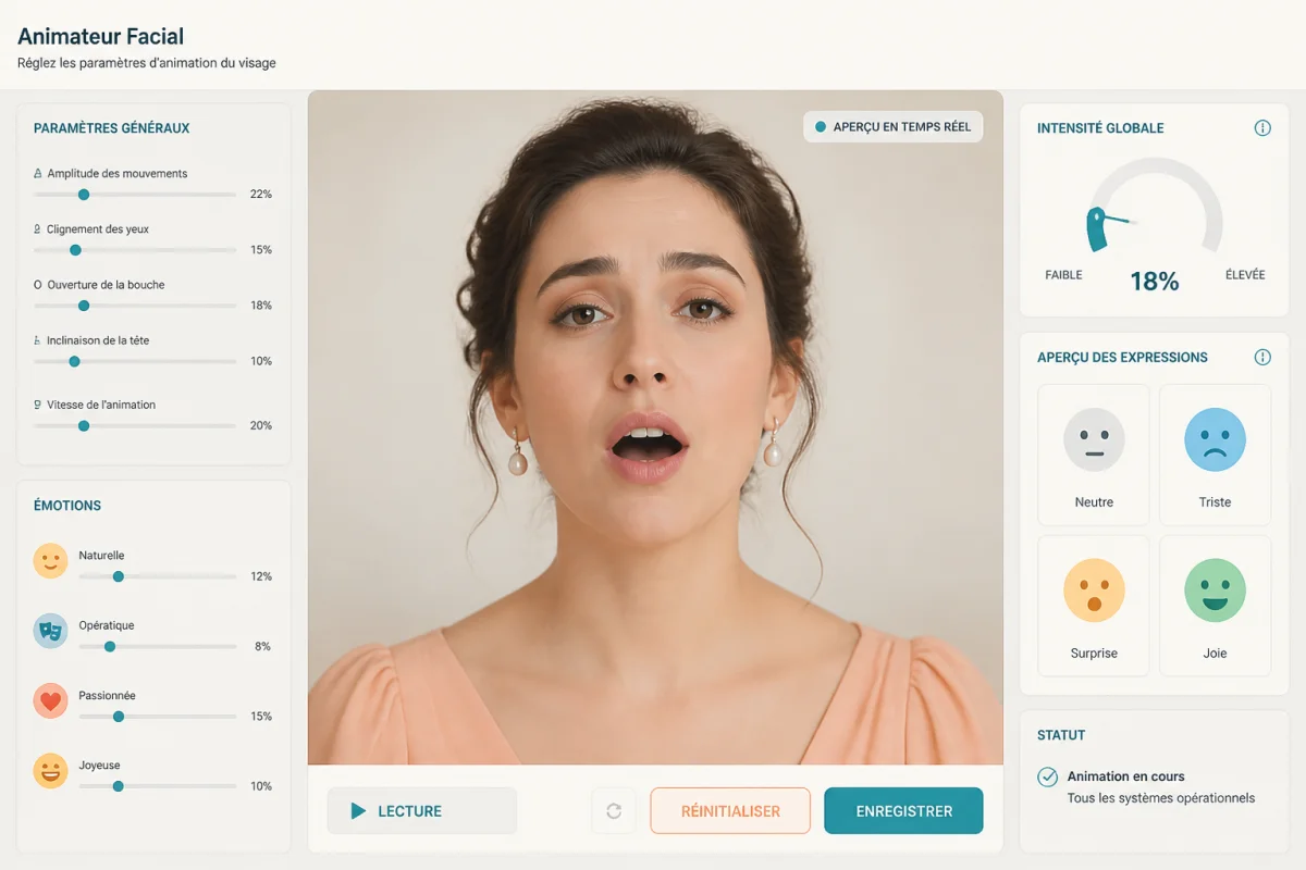 Portrait animé chantant avec interface de réglage facial pour apprendre comment faire chanter une photo avec l’IA