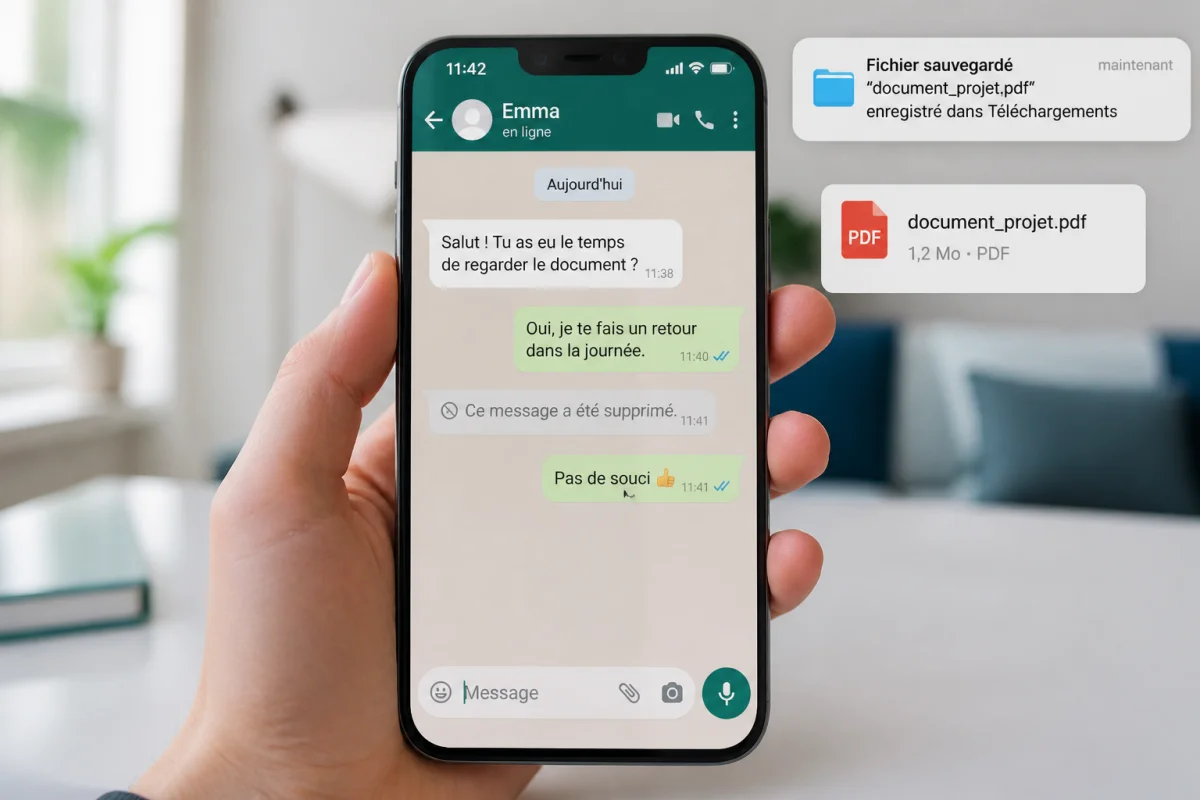 Supprimer des messages WhatsApp pour tout le monde affiché sur l’écran d’un smartphone