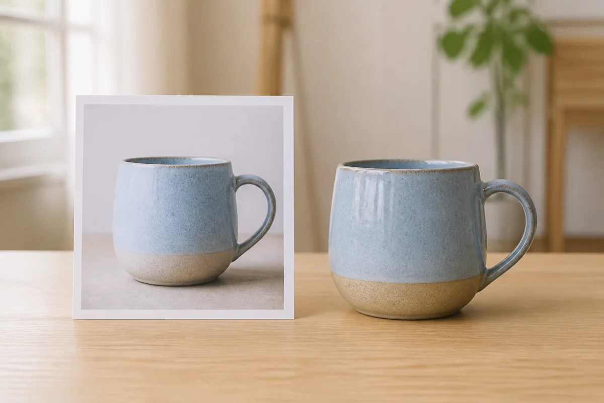 Photo non contractuelle : produit réel présenté à côté de sa photographie, avec de légères différences de teinte et de finition.