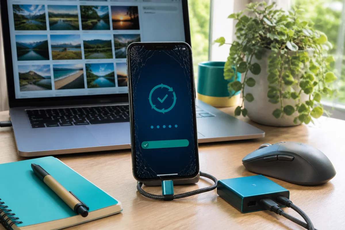 Réparer un smartphone à écran cassé en sauvegardant ses données sur un ordinateur portable
